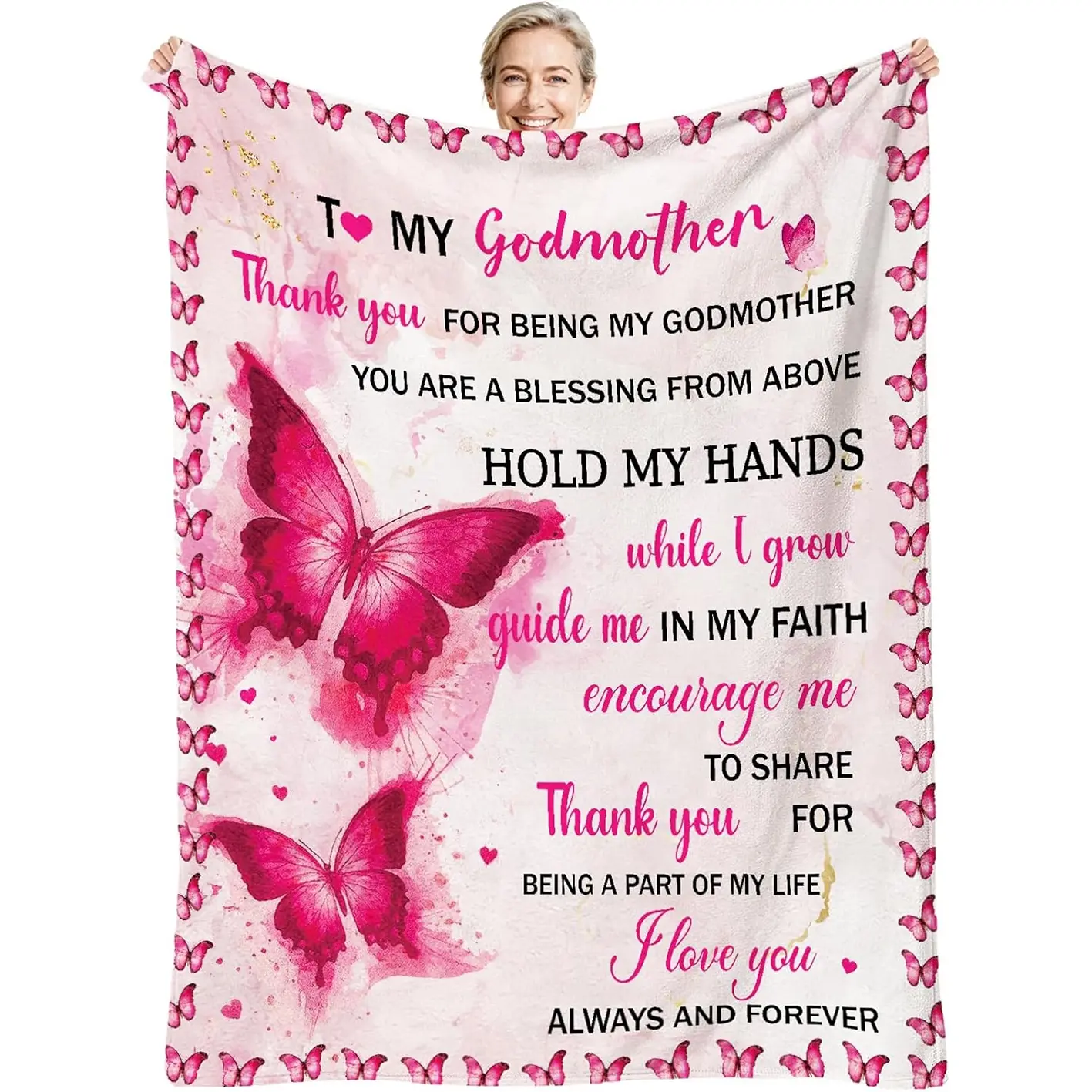 1pc Godmother gifts, godmother gift blankets, godmother baptism gifts, baptism gifts from godchildren to women, birthday, Mother's Day, Christmas, Heartfelt gift blanket, soft flannel blankets