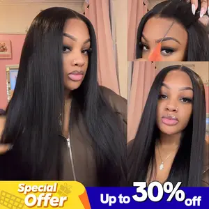 Nadula Yaki Straight Wig With Drawstring 7x5 Closure Pre-Cut Lace Black Bleached Knots 100% Human Hair Glueless Adjustable Wig Natural Density Secure Fit Cap Easy to Install Summervibes TikTokShopStockUp