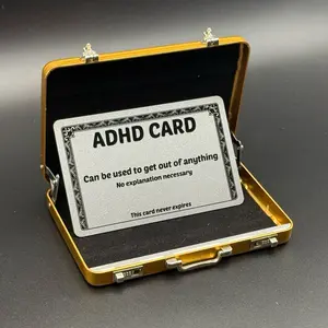 Mini Gold Briefcase & ADHD Card - Pocket Suitcase Wallet For Cards (+ 1 ADHD Excuse Card Included)