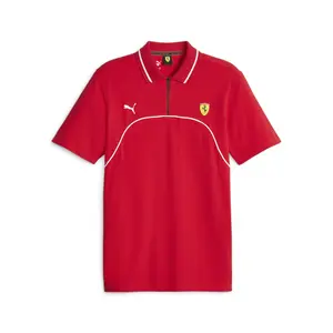 PUMA Mens Scuderia Ferrari Race Short Sleeve Short Sleeve Shirt Casual Casual - Red