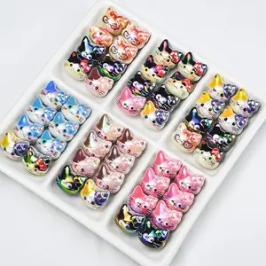 10pcs Cute Cat Portrait Beads Set, DIY Jewelry Making Supplies, Cartoon Mimi Beads for Phone Chain, Random Styles Pack
