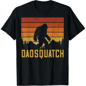 Mens Vintage Bigfoot Sasquatch Dadsquatch Dad Fathers Day T-Shirt Pure Cotton Graphic Tees Menswear Top: Gifts for Men & Women