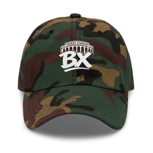 BX Dad Hat Unstructured 6-Panel Low-Profile Adjustable Strap Curved Visor 100% Chino Cotton Twill Green Camo 6 Embroidered Eyelets 3 ⅛" Crown