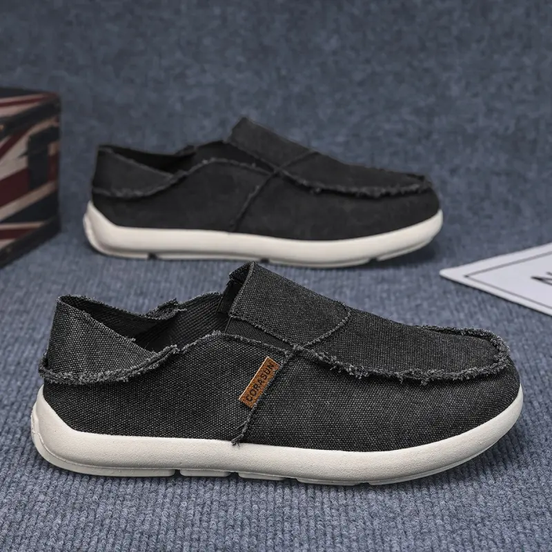 Men's Casual Canvas Loafers, Soft Slip-On Walking Footwear, Lightweight and Breathable with Non-Slip Sole