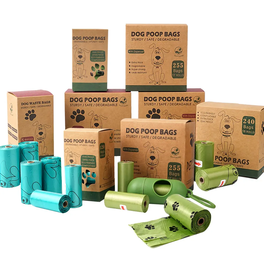 Flat Top Plastic Trash Bags, Thick PET Disposable Eco-Friendly Biodegradable Olive Box Bags, Multiple Packs Home Care Supplies for Toilet Use