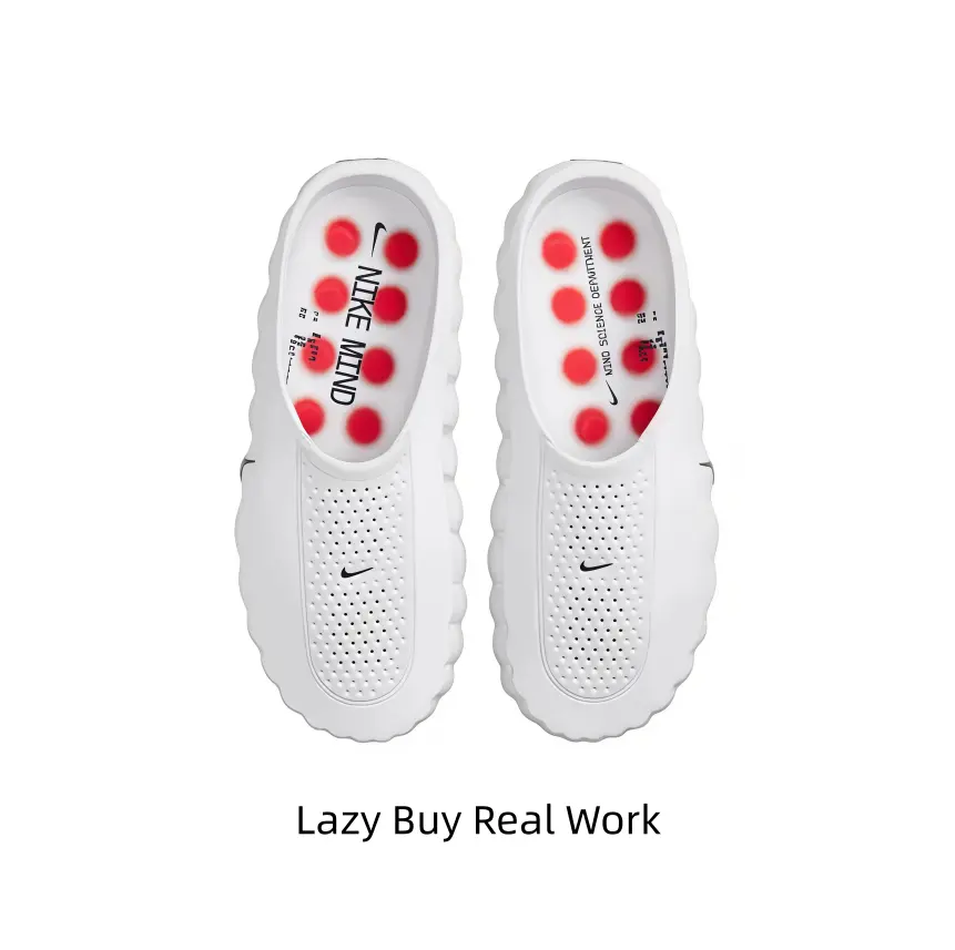 Minimalist white bubble slides with vivid red inner details. Wavy thick sole adds subtle height, easy to match dresses and shorts, creating clean trendy summer street style for all casual OOTDs.