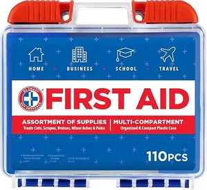 Get Prepared 110 pc First Aid Kit: Clean, Treat, Protect Minor Cuts, Home, Office, Car, School, Business, Travel, Emergency, Outdoor, Camping & Sports, FSA/HSA (Packaging may vary