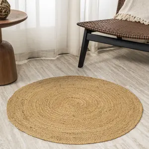 JONATHAN Y Soleil Round Natural Jute Braided Circle Indoor Area Rug; for Living Room, Kitchen, Bedroom, Dining Room, Office