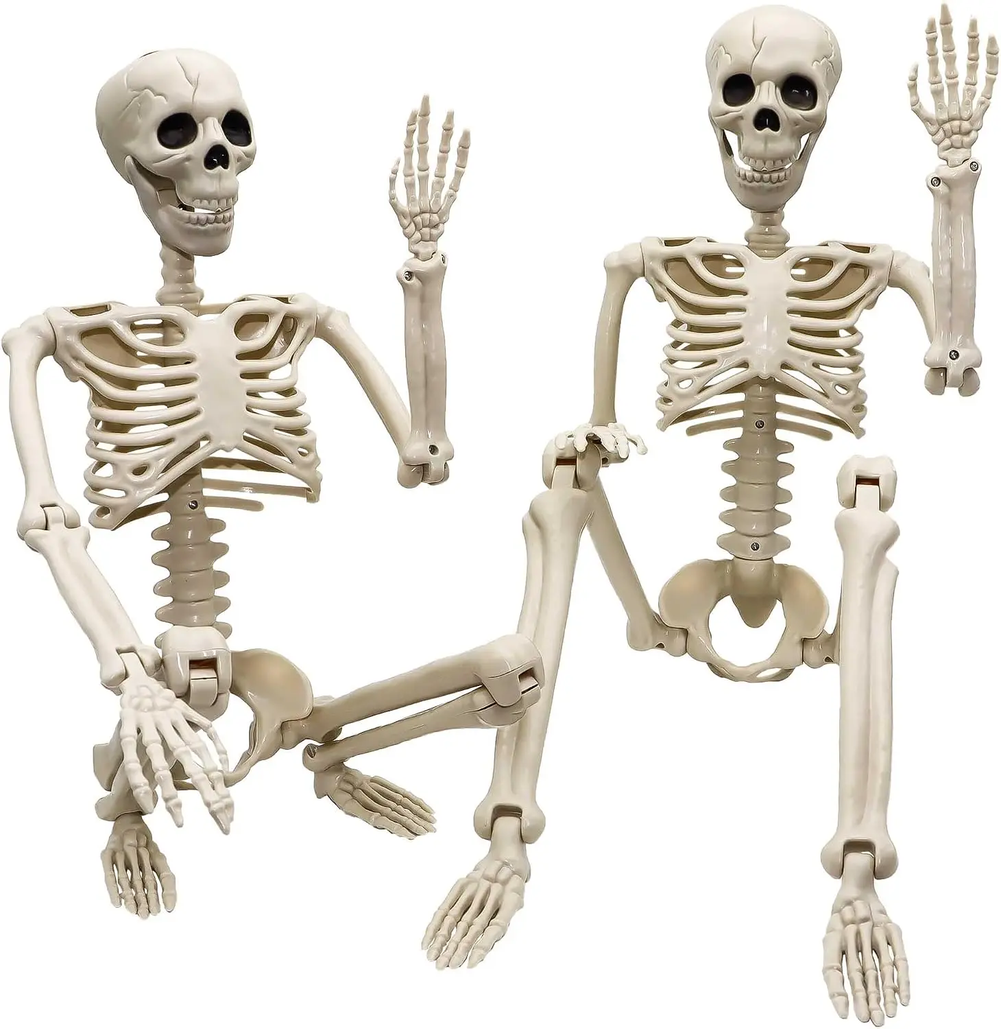 2 Pack 36"Halloween Skeleton - 3 ft Life Size Human Skeleton with Full Body Posable Joints Plastic Skeleton for Halloween Skeletons Decor Yard Patio Lawn Garden Skeleton Props Spooky Party Decorationspooky season decor, spooky yard decor, halloween yard d