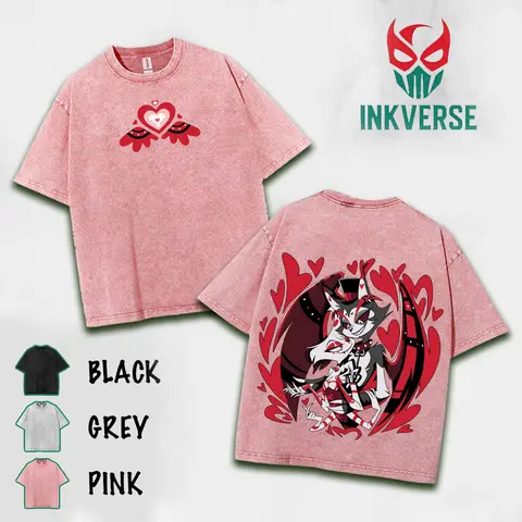 Angel and Husk Hazbin Hotel Wash T-Shirt,Hoodie,Sweatshirt Hazbin Washed Shirt, Comic Shirt, TV Show Shirt graphic tees Menswear Top Cotton Fabric lover streetwear