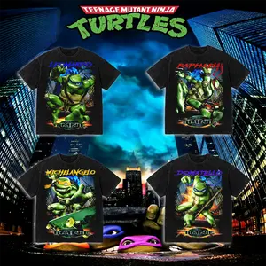 COLLECTION Teenage Mutant Ninja Turtles Graphic T-Shirt Washed – TMNT Retro Vintage Tee, Leonardo Raphael Michelangelo Donatello Shirt, 90s Cartoon Washed Oversized Streetwear, Unisex Ninja Turtle Fan Gift Tee