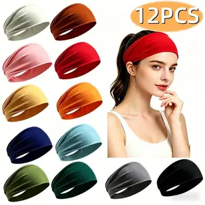 12 Pack No-Slip Headbands for Women, Elastic Fashion Headbands for Workout, Running & Daily Use