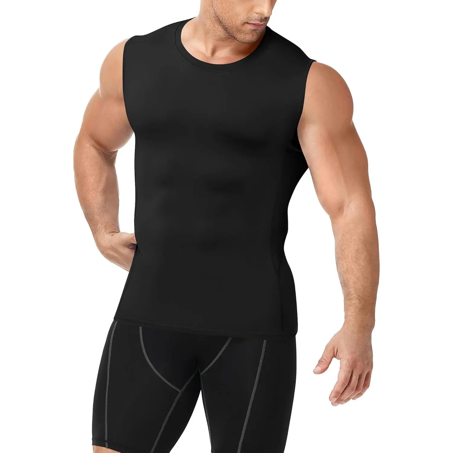 Men's Sleeveless Compression Athletic Workout Tank Tops Quick Dry Muscle Undershirts for Gym Running