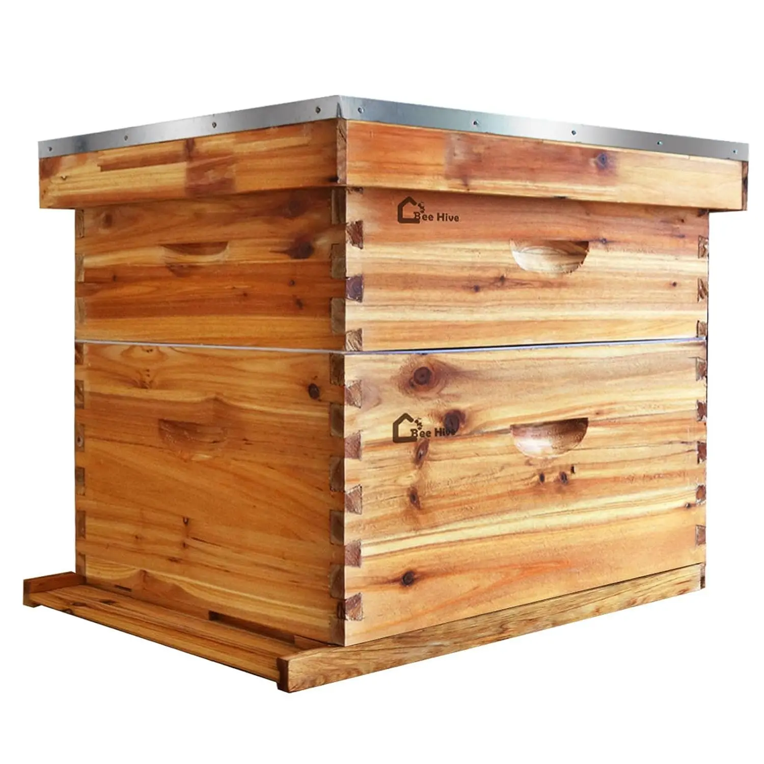 10-Frames Complete Beehive Kit, 100% Beeswax Coated Bee Hive Includes 1 Deep Box and 1 Medium Bee Box with Beehive Frames and Beeswax Coated Foundation for Beekeeping Supplement