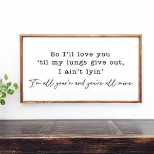 So I'll Love You Til My Lungs Give Out Poster No Frame All Your'n Farmhouse Bedroom Western Wall Art Love Gift Vintage Letters Print Wood Grain Unframed Unique Artwork Decor Artistic Wall Decor - Decoration