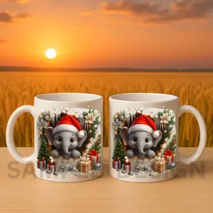 Cute Baby Elephant Christmas Mug - Adorable 3D Animal Wearing Santa Hat Coffee Cup - Best Holiday Gift for Kids, Elephant Lovers & Moms - Festive Winter Cocoa Mug | Hot Chocolate | Novelty Gifts | Office Mugs | Home Decor | Drinks | Gifts for Kids |