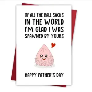 Funny Father's Day Card - Rude Humor Greeting Card with Red Envelope - for Family Party & Prank Surprise - Witty Gag Gift for Dad  from Son or Daughter - Single Pack