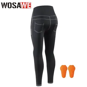 WOSAWE Women's Motorcycle Yoga Leggings with Removable Knee Pads Butt Lifting Cargo Pants