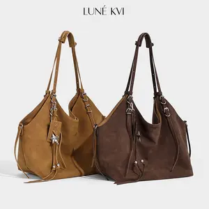 LUNÉ KVI 2025 Fall/Winter New Arrival Luxury Oversized Suede Shoulder fashion Tote Bag for Women Retro Brushed Leather Underarm Bag Stylish Boho Bag casual Versatile Commuter Large Capacity chic work