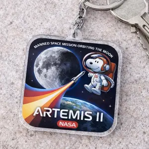 Artemis II Puppy crew ampersand Keychain, Space Bag Tag, Astronaut Inspired Keepsake