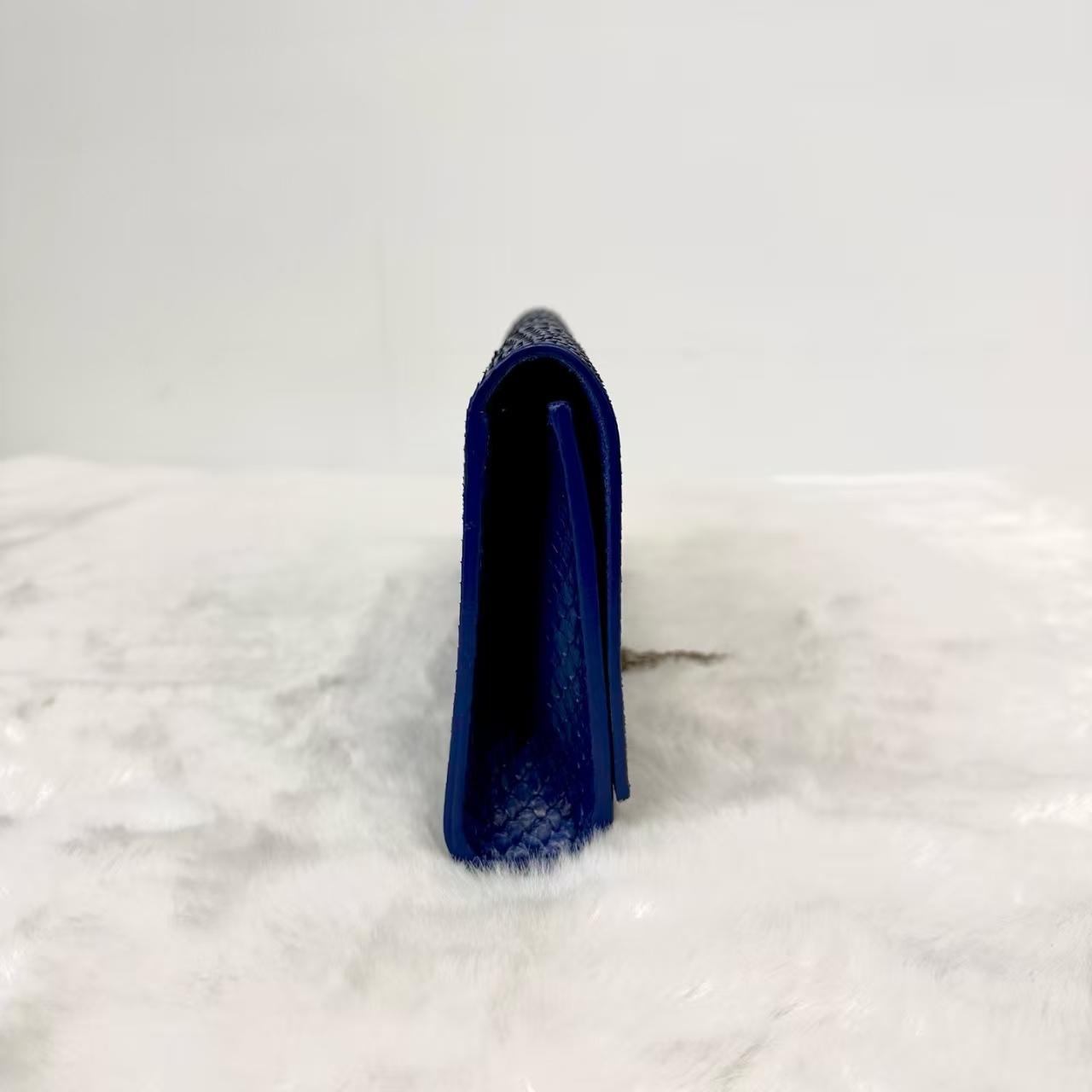 Pre-owned Yves Saint Laurent YSL Saint Laurent Klein Blue Snakeskin Clutch Bag | Dust Bag|21234877