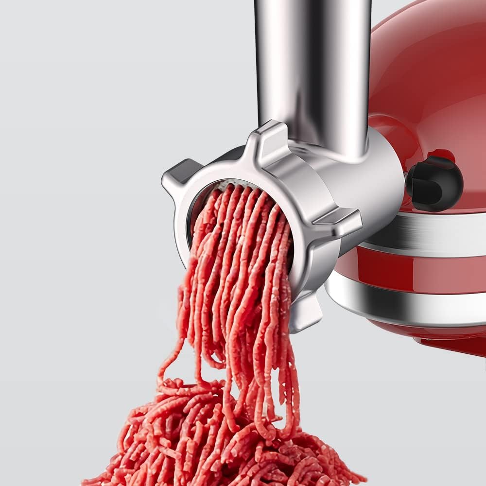 Metal Meat Grinder Attachment for KitchenAid Stand Mixer | Meat Grinders Includes 4 Grinding Plates, 3 Sausage Stuffer Tubes, 2 Grinding Blades, for KitchenAid Mixer Attachments