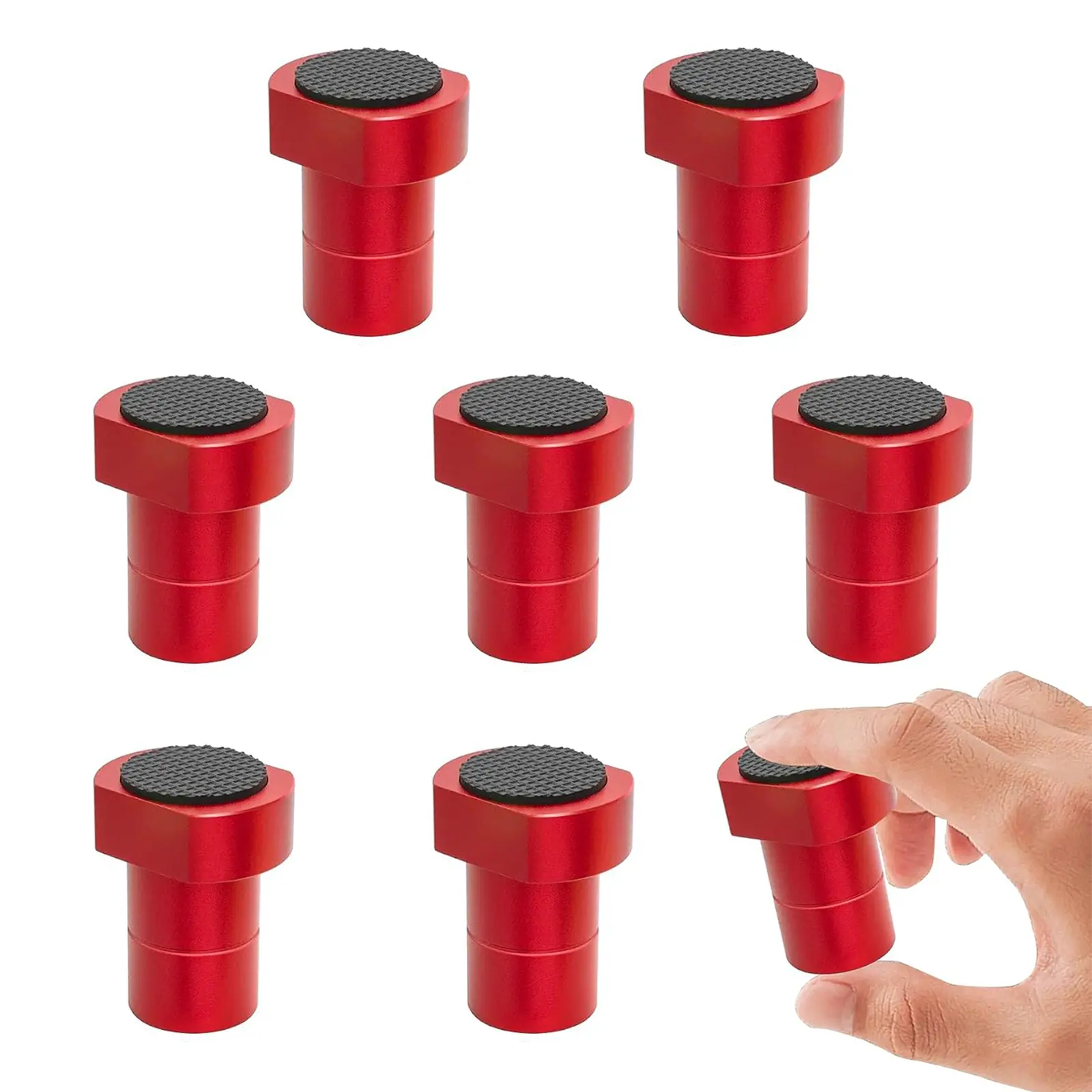 8-Pack Aluminum Alloy Bench Dog Clamps with Anti-Slip Grip Round Top Pads, 19mm MFT Table Holes Workbench Accessories for Woodworking, 8-Pieces