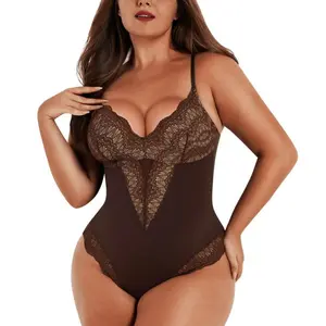 FeelinGirl    half-Lace  basic Bodysuits Shapewear for Womenswear