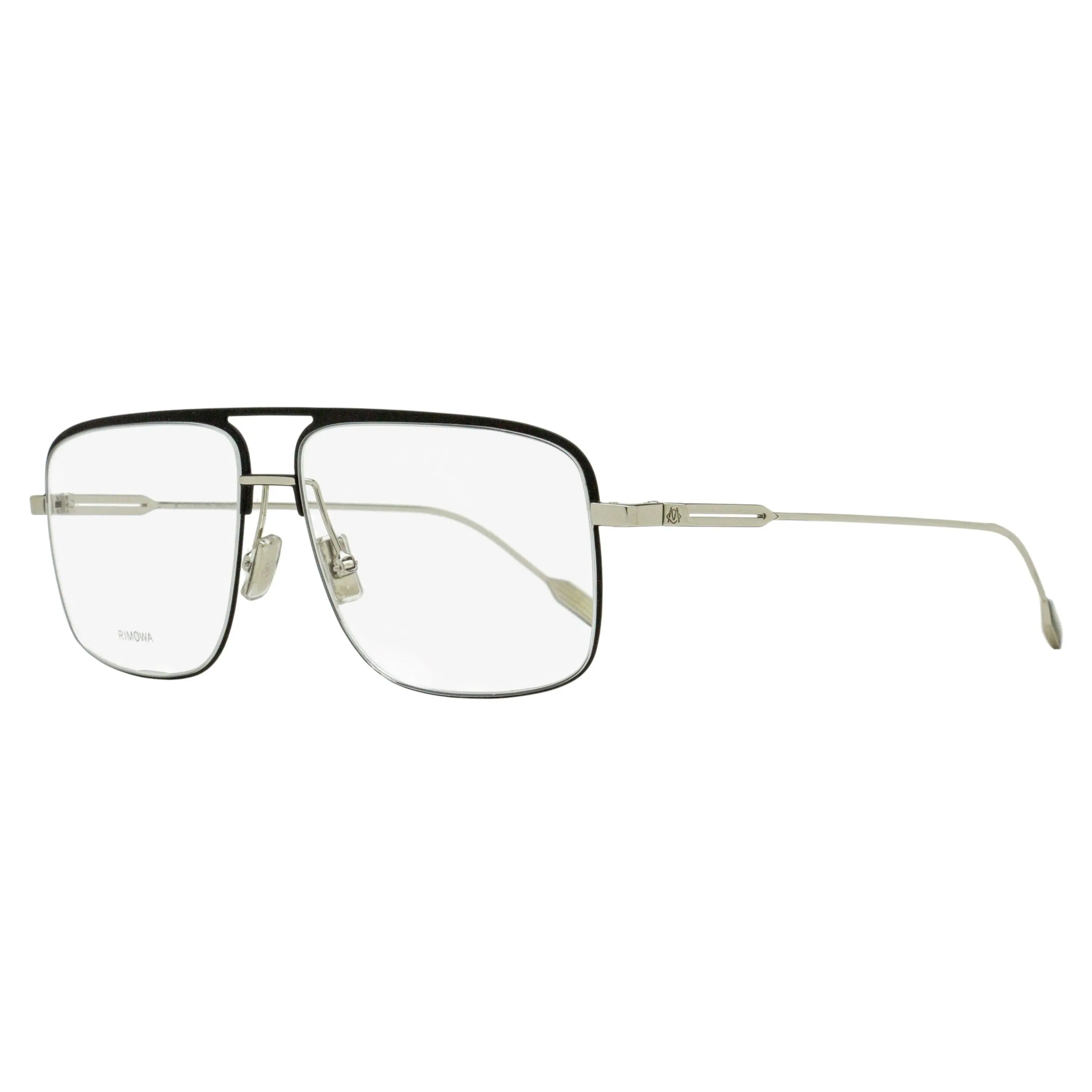 Rimowa Rectangular Navigator Eyeglasses RW50010U 002 Black/Silver 57mm