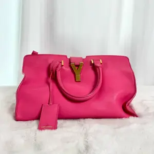 Pre-owned Yves Saint Laurent YSL Classic Fuchsia Cabas Commuter Tote Bag|20667570