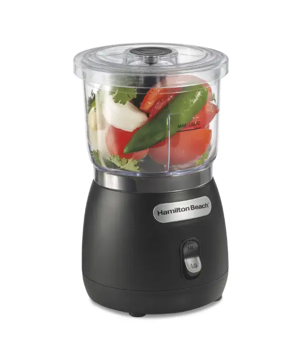 Hamilton Beach Stack & Press 3-Cup Food Chopper and Mini Food Processor, 350 W, 2-Speed with Pulse, Black