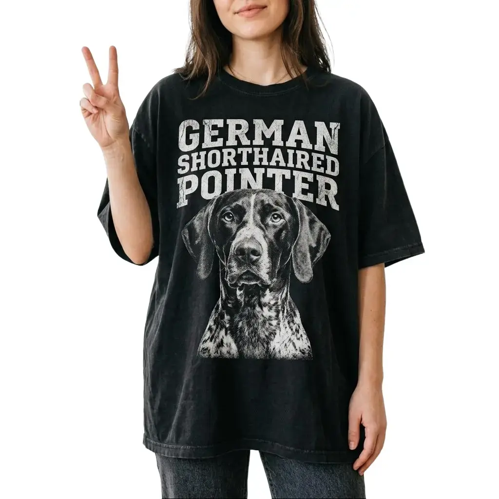 German Shorthaired Pointer Graphic T-Shirt for Men Women, Funny Vintage Animal Tee, Cute Wildlife Shirt, Casual Unisex Cotton T-Shirt, Nature Lover Gift, Gildan 5000 Heavy Cotton Tee