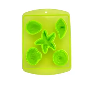 Fairly Odd Novelties Starfish Seashell Beach Shape 5 Ice Cube Tray Mold Green Rubber Novelty Gag Gift, One Size