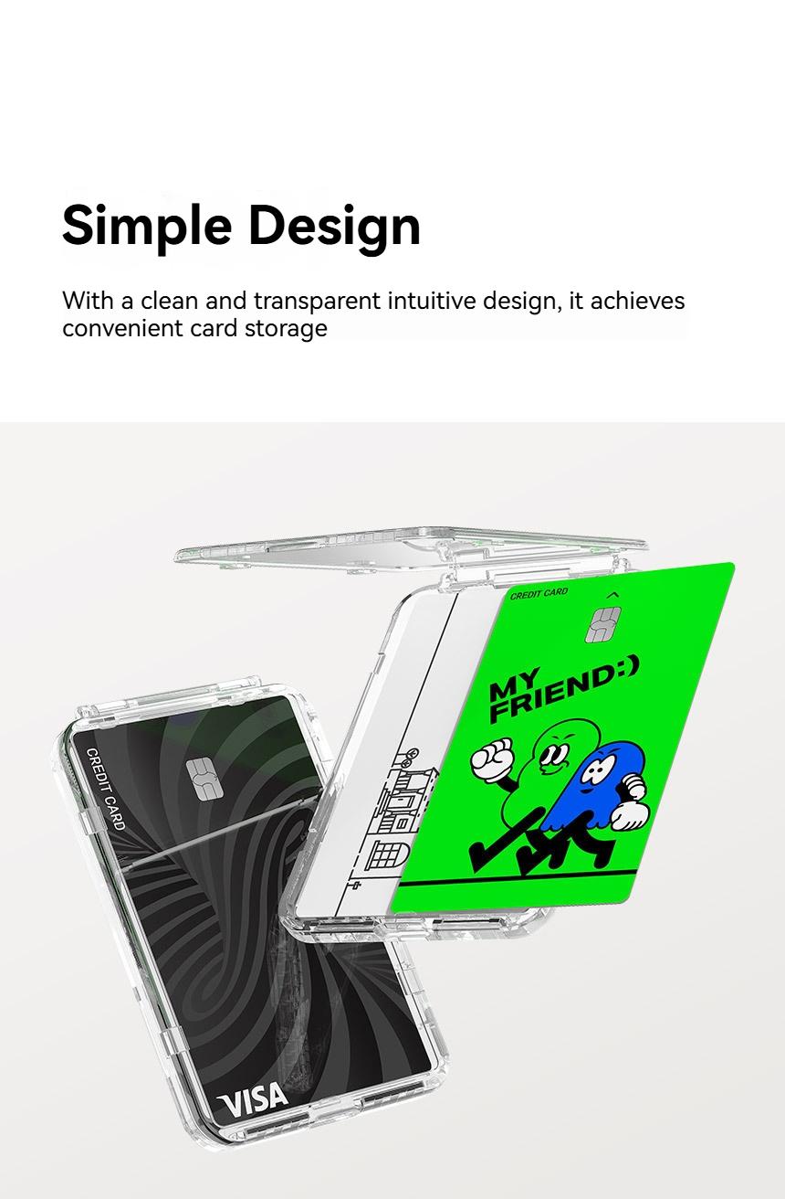 PC Transparent Foldable Flip Magnetic Card Holder Stand With ID & Card Storage