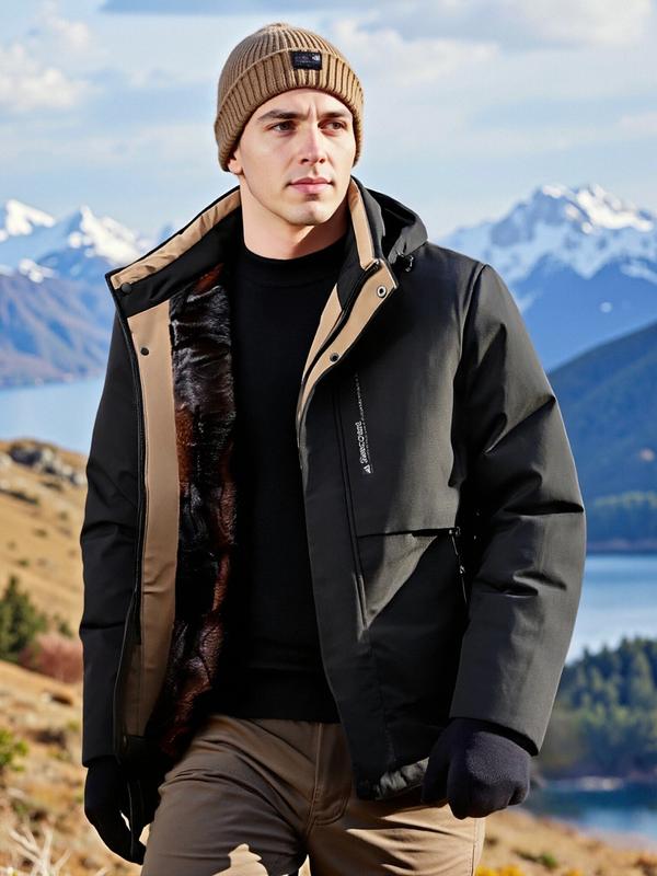 Men's Winter Windproof Waterproof Cotton Padded Parka – Thick Warm Coat; Features a Drawstring Hood and Full Zip Closure; Perfect for Everyday Commutes & Outdoor Hikes; Makes a Great Gift for Boyfriends or Husbands