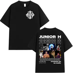 Rapper Junior H Tour Album 2025 Graphic T Shirt Men Casual Oversized Cotton T Shirts Hip Hop Gothic Short Sleeve Tees Streetwear