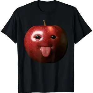Funny Silly AI Apple gen z Meme BrainRot Humor Tongue Out T-Shirt Oversized funny graphic tee
