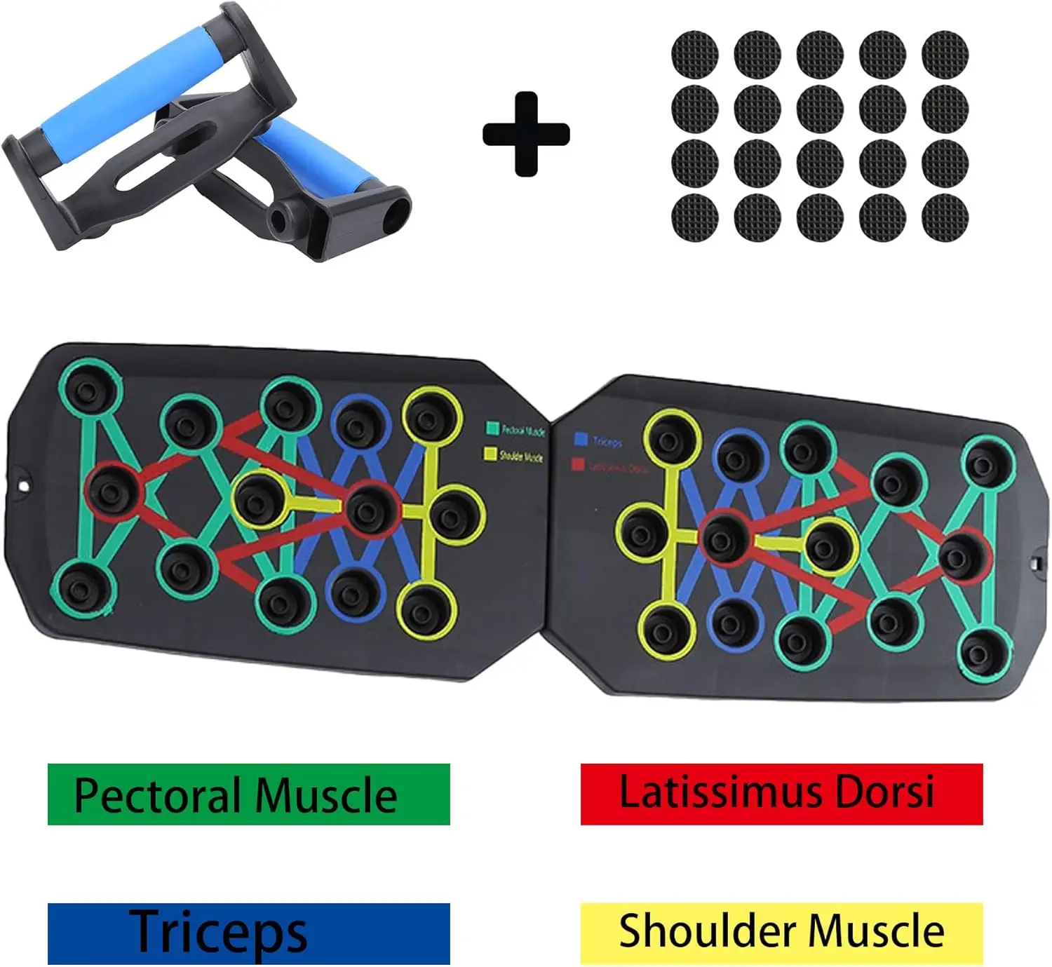 20-in-1 Foldable Push-up Board with Color-Coded System - Unisex Home Workout Equipment, Foldable Stand Exercise Bar Handles for Strength Training, Portable At Home Gym Accessory, Multi-Function