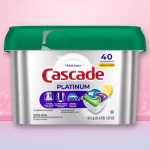 Cascade Platinum ActionPacs Dishwasher Detergent Lemon 59ct - Platinum Dishwasher Pods, Lemon Scent, 59ct, for Tough Stains, Sparkling Clean, Value Pack
