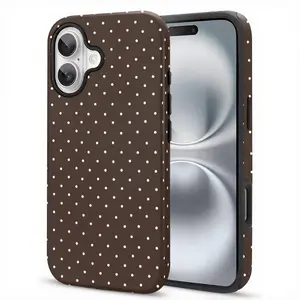 brown polka dots Cover for iphone 17 phone case 16 pro max 15 Plus 14 13 12 11 Cute, clear, military-grade, high-end, durable, shockproof, and drop-resistant 2-in-1 glossy phone case