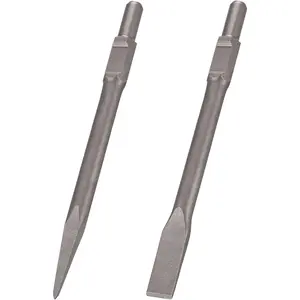 2 pcs.1-3/16" Hex Chisel Set with Point & Flat Chisels for Duty Demolition Jack Concrete Breaker