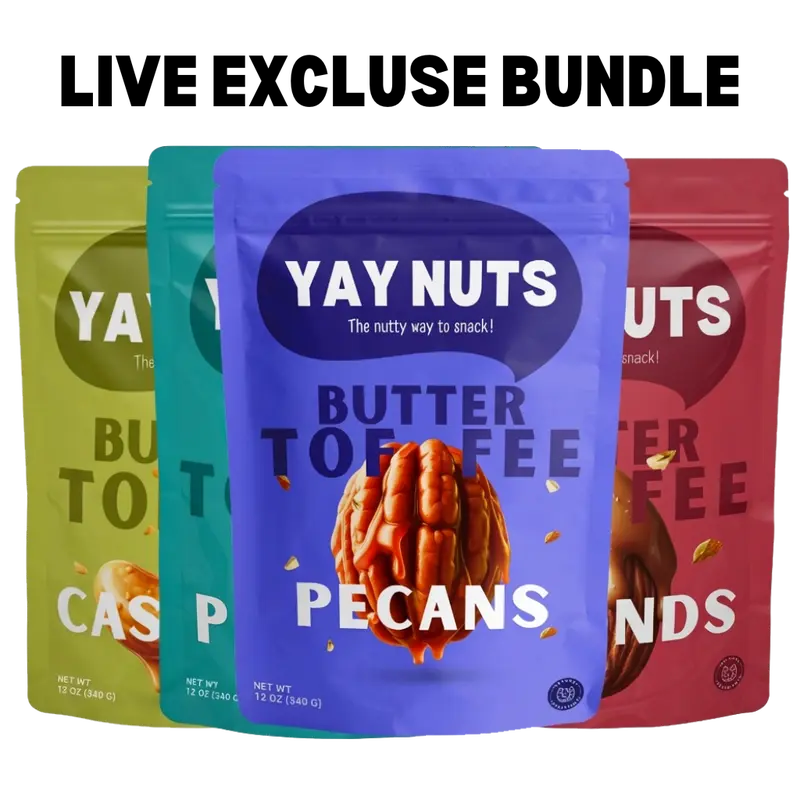 Yay Nuts Live Exclusive Butter Toffee Nuts Bundle – 2 Pack & 4 Pack Bundles