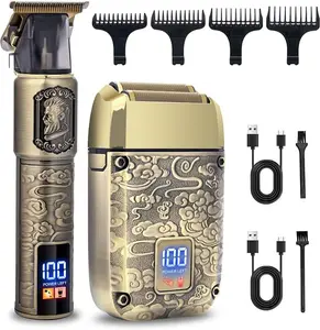 2 in 1 Men's Electric Razor Foil Shaver, Men's Grooming Shaving Kit Hair and Beard Trimmer, Comfort Hair Tools,Washable Hair Clippers for Beard, Face，4 Guide Combs ，Cleaning Brushes ，Usb Cables