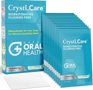 CrystlCare Tooth Sensitivity Treatment Strips for Adults & Kids - 14 Count Hydroxyapatite Dental Strips for Rapid & Long-Lasting Relief - Supports Enamel Repair, Remineralization & Sensitive Teeth Protection - Easy, Mess-Free Oral Care Solution - Daily