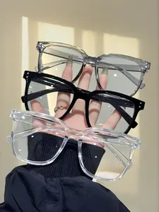 Vintage Square Frame Glasses, Fashionable Casual Style, Durable Plastic Frames, Ultra-Light, Perfect for Work and Daily Use