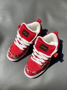 New Floral Trendy Low Top Sneakers for Men, Casual Canvas Shoes, Fashionable Rubber Sole, Large Size Sports Shoes, Casual Sporty Sneakers