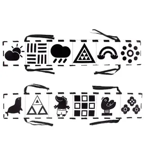 Black and White High Contrast Baby Crib Cloth Book with Built in BB Squeaker, Soft Visual Stimulation Sensory Toy,Tummy Time & Sensory Play Toy