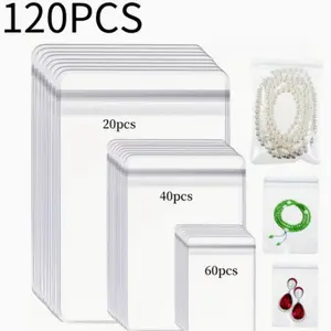 120pcs Storage Bags Set, Including 60pcs 2.76inch, 40pcs 3.94inch, 20pcs 5.12inch Storage Bags, Anti Tarnish Bags, Clear Jewelry, Portable And Dust-proof, for Storing Jewelry Pieces