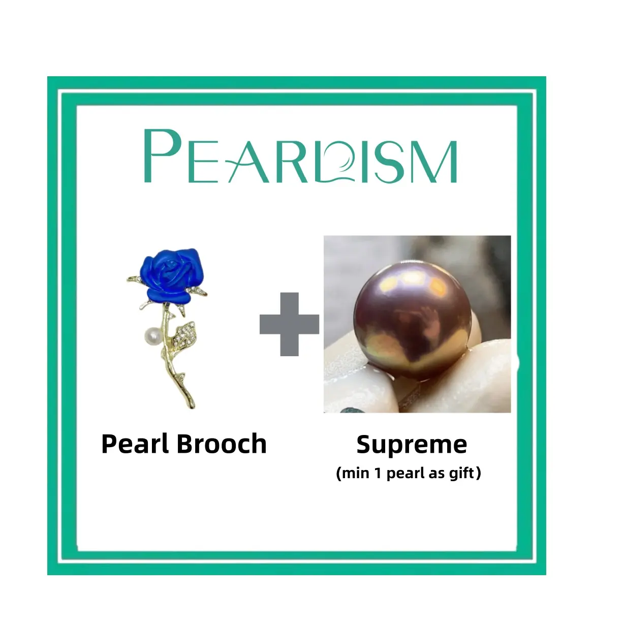 【Andrew】Blue Rose Brooch + Supreme Edison pearl  (Min 1pc Edison pearl as gift ) [Open in live]｜Freshwater Rare Color/Flawless Round pearl 10-14mm