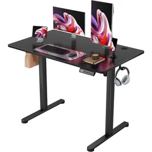 Electric Standing Desk, 40 x 24 Inches Sit Stand up Desk, Sit Stand Height Adjustable Home Office Desk with 4 Height Position Memory - with Splice Board (Black, 40)